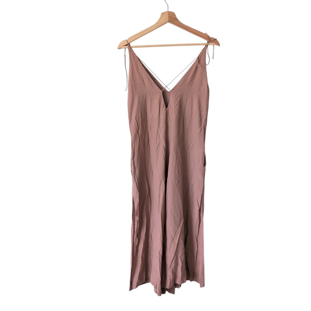 SWF REVOLVE Womens Pink Wide Leg Jumpsuit Romper Rayon Size Small Pockets Straps